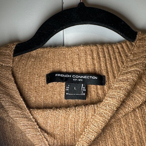 French Connection Tan and White Cozy Women's Sweater - Picture 2 of 5